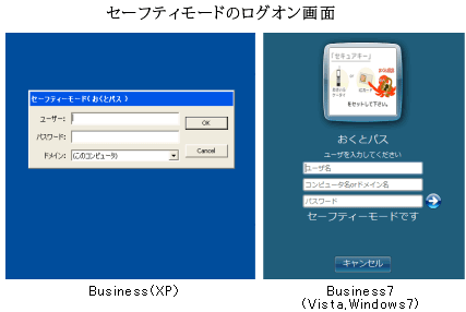 セーフティモードのログオン画面