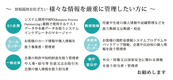 「発見伝」Notice は様々な情報を厳重に管理した方におすすめします。DLP（Data Loss Prevention）対策ツール